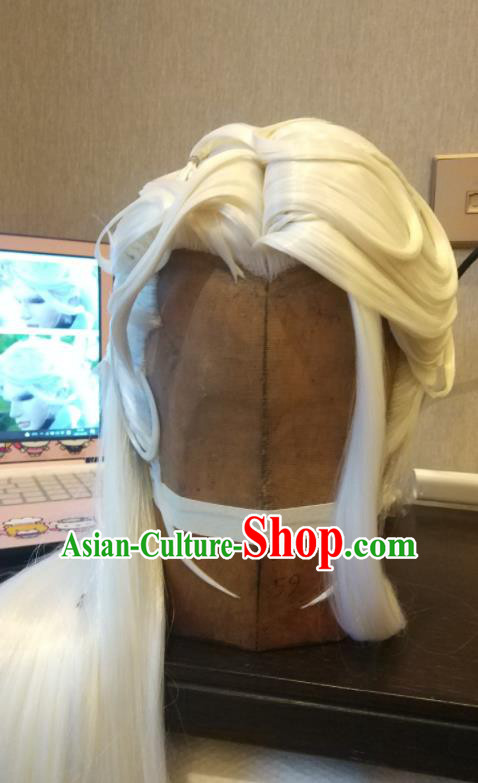 Chinese Traditional Puppet Show Golden Wigs Hairpieces Ancient Swordsman Periwig Hair Accessories Handmade Cosplay Emperor Headdress