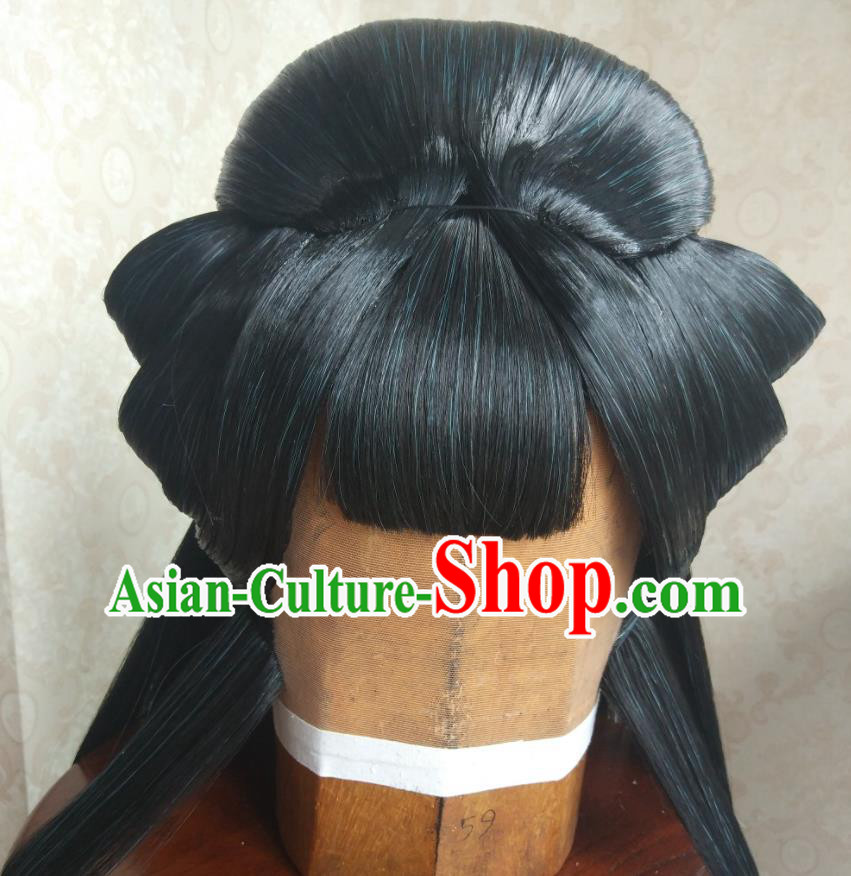 China Cosplay Fairy Princess Hairpieces Ancient Young Lady Wigs Headdress Traditional Puppet Show Wei Shanhu Hair Accessories