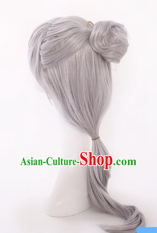 Handmade Demon Angel Grey Wigs Traditional Game Princess Hair Accessories Cosplay Fairy Hairpieces