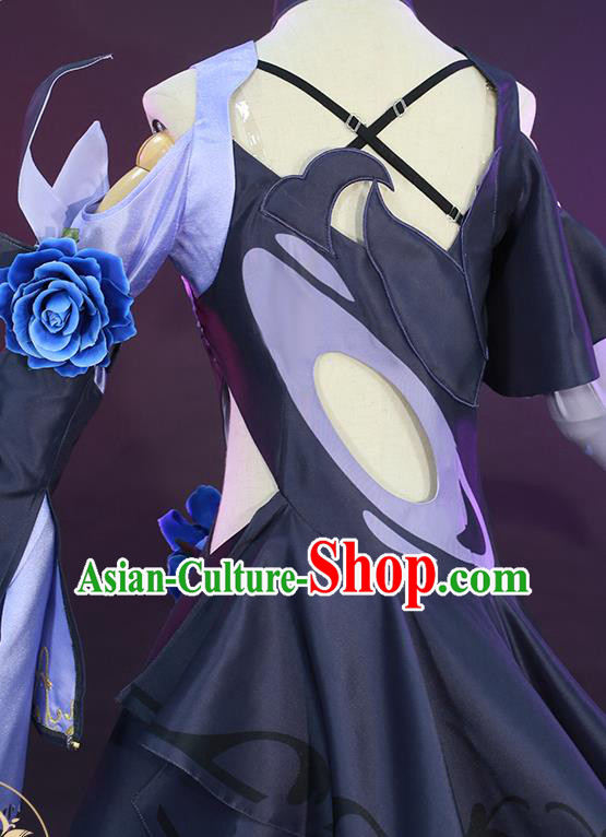 Custom Cartoon Young Lady Clothing Cosplay Angel Garment Costumes Female Warrior Black Dress