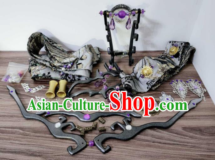 Chinese Traditional Puppet Show Swordsman Headpieces Ancient Taoist Priest Hair Accessories Handmade Cosplay Immortal Headdress