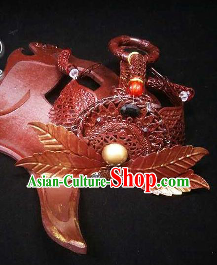 Chinese Traditional Puppet Show Swordsman Red Hairdo Crown Ancient Prince Hair Accessories Handmade Cosplay King Headdress