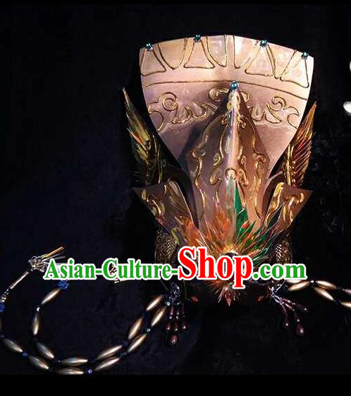 Chinese Ancient Emperor Hair Accessories Handmade Cosplay Swordsman Headpieces Traditional Puppet Show King Hair Crown