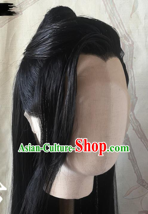 Chinese Ancient Knight Hair Accessories Handmade Cosplay Swordsman Hairpieces Drama Word of Honor Cao Weining Front Lace Wigs Headdress