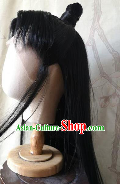 Chinese Ancient Noble Childe Hair Accessories Handmade Cosplay Scholar Hairpieces Drama A Dream in Red Mansions Jia Baoyu Front Lace Wigs Headdress