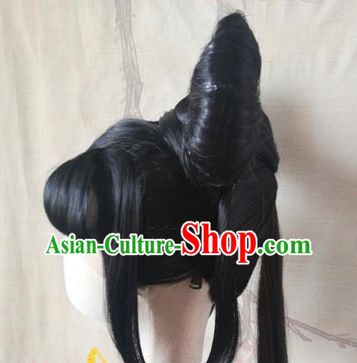 China Ancient Swordswoman Hairpieces Traditional Honor of Kings Chang E Hair Accessories Cosplay Moon Goddess Front Lace Wigs Headwear