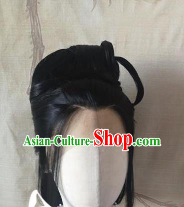 China Ancient Young Beauty Hairpieces Traditional Ming Dynasty Noble Lady Hair Accessories Cosplay Princess Front Lace Wigs Headwear