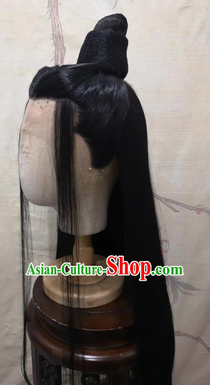 Chinese Traditional Hanfu Front Lace Wigs Headdress Ancient Young Childe Hair Accessories Handmade Cosplay Swordsman Hairpieces