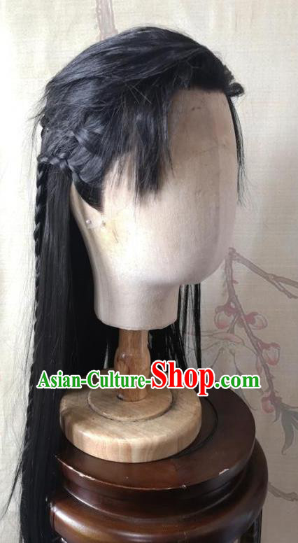 Chinese Traditional Hanfu Front Lace Wigs Headdress Ancient Prince Hair Accessories Handmade Cosplay Swordsman Li Chengye Hairpieces