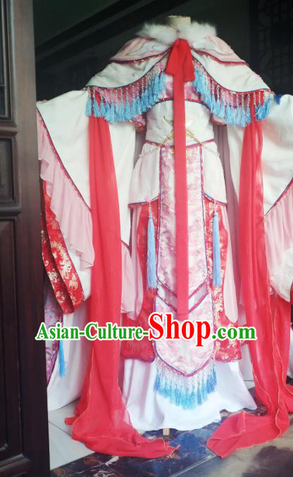 Custom Chinese Puppet Show Feng Cailing Pink Dress Outfits Ancient Empress Clothing Cosplay Fairy Queen Garment Costumes