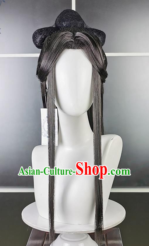 China Ancient Swordswoman Hairpieces Traditional Qin Dynasty Court Lady Hair Accessories Cosplay Imperial Consort Wigs Headwear