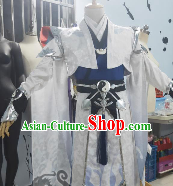 China Traditional JX Online Taoist Priest Li Wangsheng Garment Costumes Cosplay Swordsman Apparels Ancient Young General Clothing
