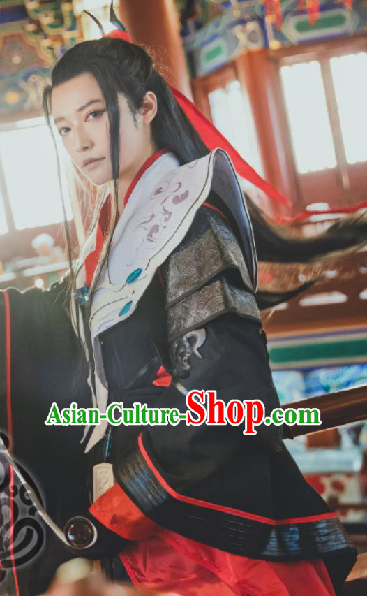 China Cosplay Swordsman Black Apparels Ancient Royal Prince Clothing Traditional JX Online Li Mi Garment Costumes