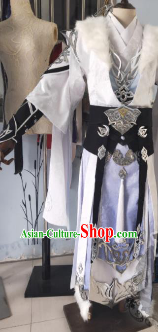 China Cosplay Swordsman Apparels Ancient Royal Prince Clothing Traditional Moonlight Blade Knight Garment Costumes
