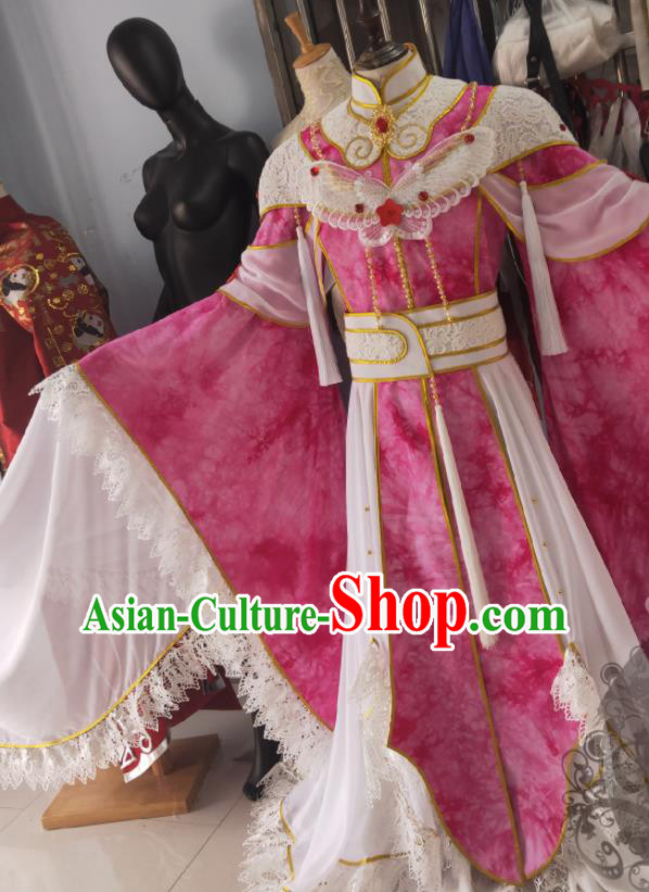 Custom Chinese Traditional Puppet Show Feng Piaopiao Pink Dress Outfits Ancient Palace Beauty Clothing Cosplay Fairy Princess Garment Costumes