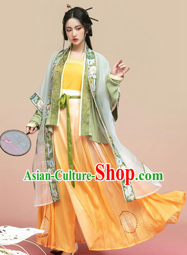 China Traditional Female Historical Clothing Ancient Young Beauty Garment Costumes Song Dynasty Hanfu Dress Apparels Complete Set