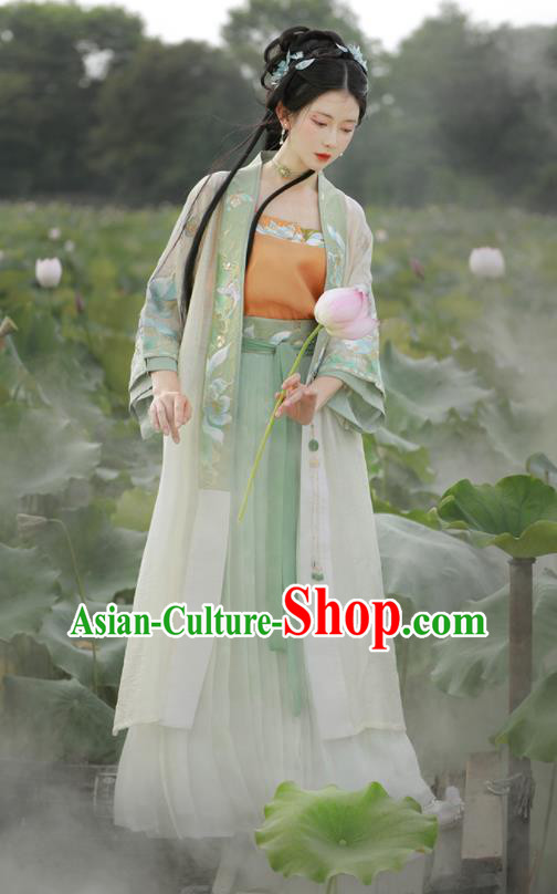 China Traditional Young Lady Hanfu Dress Ancient Woman Garment Costumes Song Dynasty Civilian Female Historical Clothing