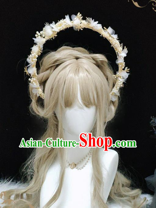 Handmade Cosplay Goddess Silk Flowers Royal Crown Halloween Performance Hair Accessories Baroque Queen Chaplet Headdress