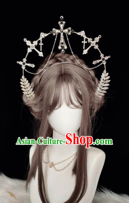 Handmade Retro Goddess Hair Accessories Baroque Queen Tiara Headdress Cosplay Angel Aureole Royal Crown