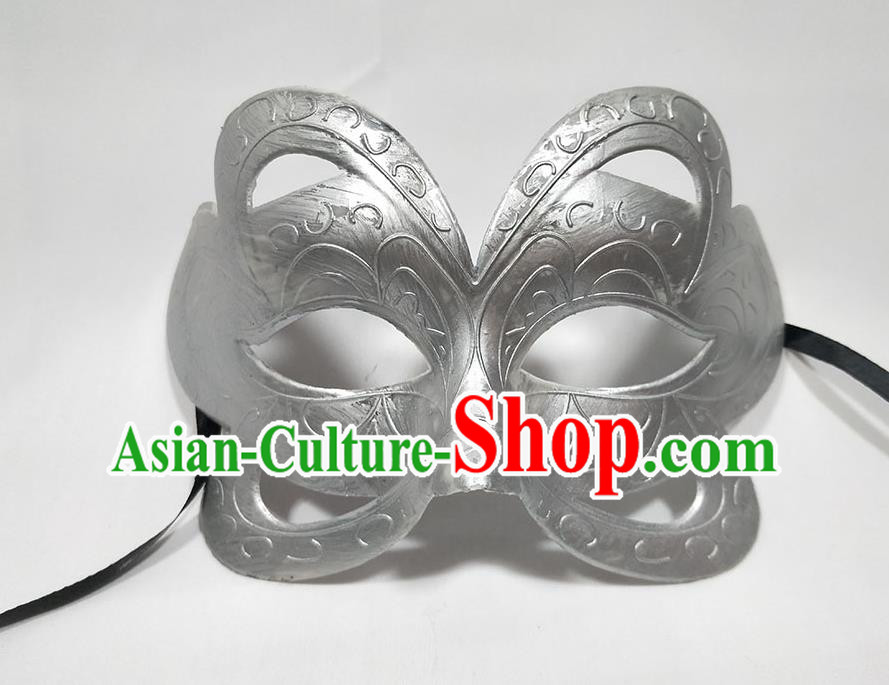 Handmade Halloween Male Headdress Cosplay Warrior Argent Mask Masque Face Accessories Stage Show Decorations