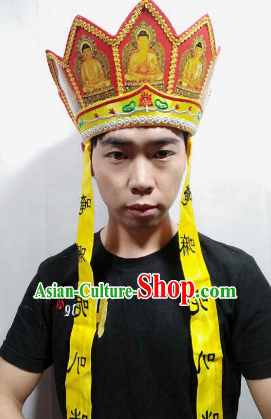 Handmade Journey to the West Hair Accessories Stage Show Decorations Halloween Buddhist Hat Cosplay Tang Monk Headwear