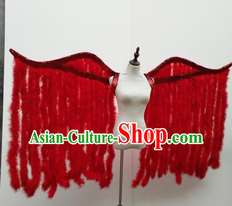 Top Cosplay Angel Props Stage Show Red Feather Tassel Wings Brazilian Carnival Accessories Halloween Catwalks Decorations