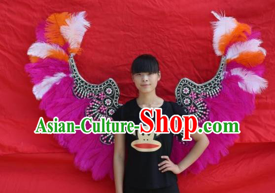 Top Brazilian Carnival Accessories Halloween Catwalks Decorations Cosplay Angel Props Stage Show Rosy Feather Butterfly Wings