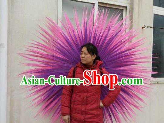 Top Cosplay Angel Deluxe Props Stage Show Purple Feather Wings Brazilian Parade Accessories Halloween Catwalks Back Decorations