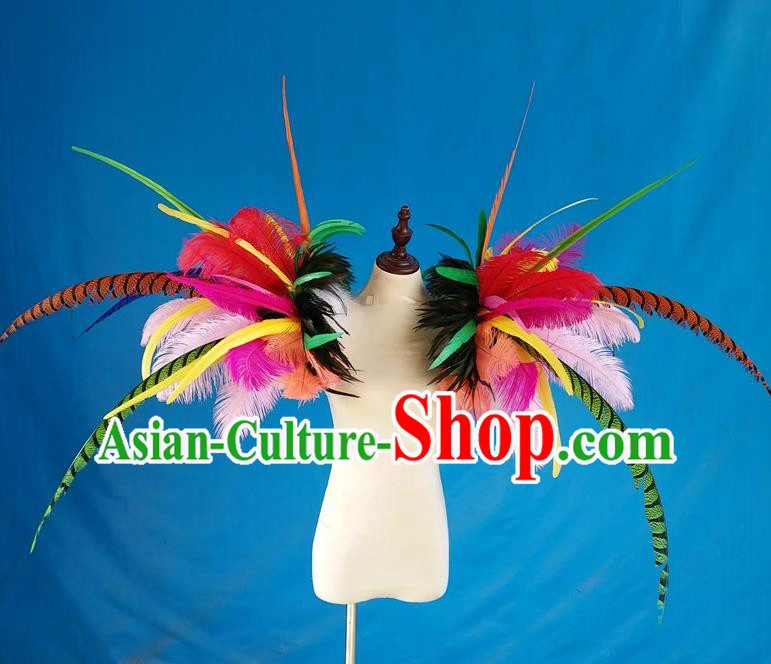 Top Opening Dance Colorful Feather Wings Brazilian Parade Accessories Halloween Catwalks Shoulder Decorations Cosplay Angel Props