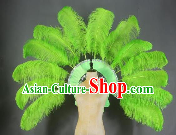 Top Stage Show Green Ostrich Feather Wings Brazilian Parade Accessories Halloween Cosplay Deluxe Back Decorations Miami Angel Catwalks Props