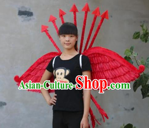 Top Miami Catwalks Red Feather Props Stage Show Angel Wings Opening Dance Back Accessories Brazil Parade Decorations