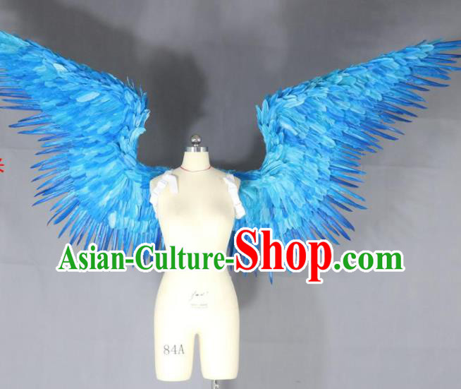 Top Brazil Parade Back Decorations Opening Dance Blue Feather Props Stage Show Angel Wings Miami Catwalks Accessories