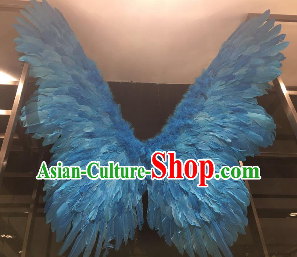 Top Brazil Parade Back Decorations Halloween Cosplay Blue Feather Butterfly Props Stage Show Angel Wings Miami Catwalks Accessories
