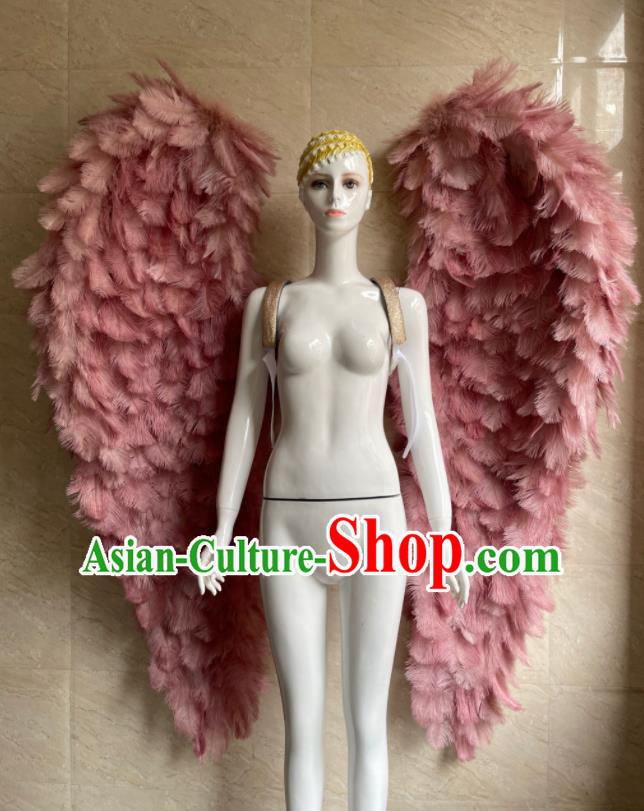 Top Stage Show Giant Angel Wings Miami Catwalks Accessories Brazil Parade Back Decorations Halloween Cosplay Pink Feather Wing Props
