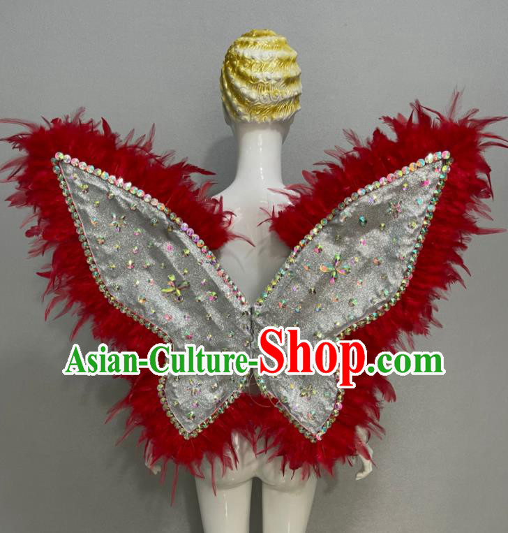 Top Brazil Parade Back Decorations Samba Dance Red Feather Wing Props Stage Show Butterfly Wings Miami Catwalks Accessories