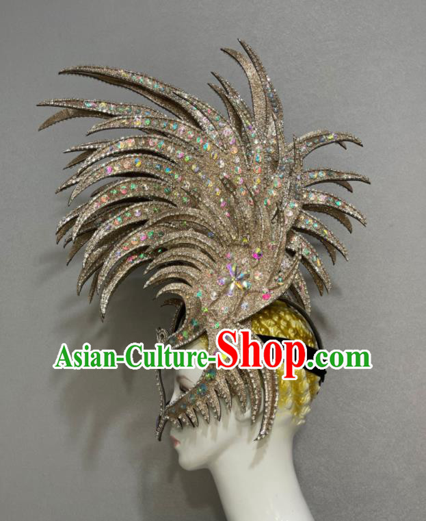 Custom Samba Dance Hair Accessories Catwalks Giant Hair Crown Halloween Opening Dance Headdress Brazil Parade Face Mask