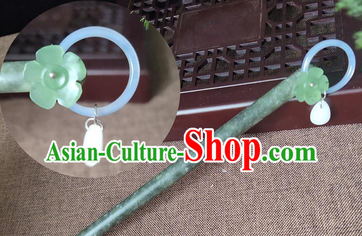 China Handmade Jade Hairpin Traditional Hanfu Hair Accessories Ancient Princess Hair Stick Classical Cheongsam Headpiece