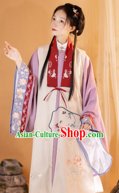 China Ming Dynasty Female Garment Costumes Traditional Nobility Lady Hanfu Dress Apparels Ancient Royal Princess Clothing