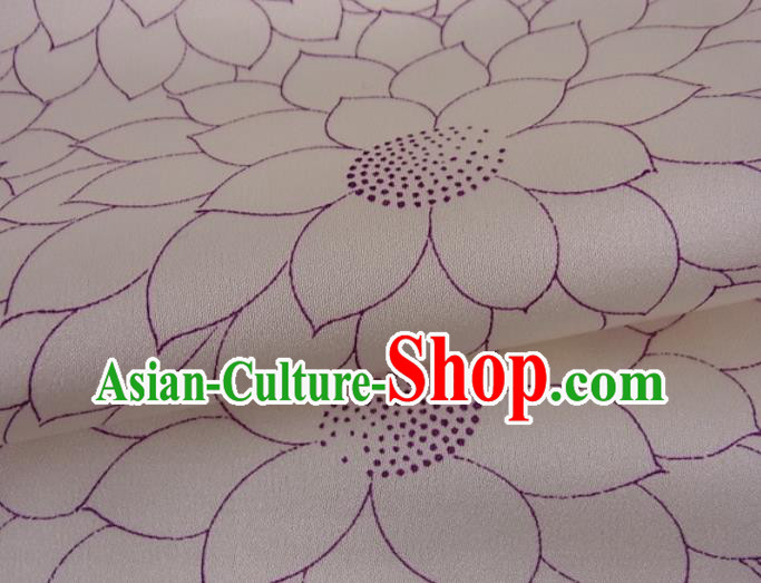 Japanese Traditional Festival Clothing Classical Sunflowers Pattern Tsukesage Kimono Female Beige Yukata Dress