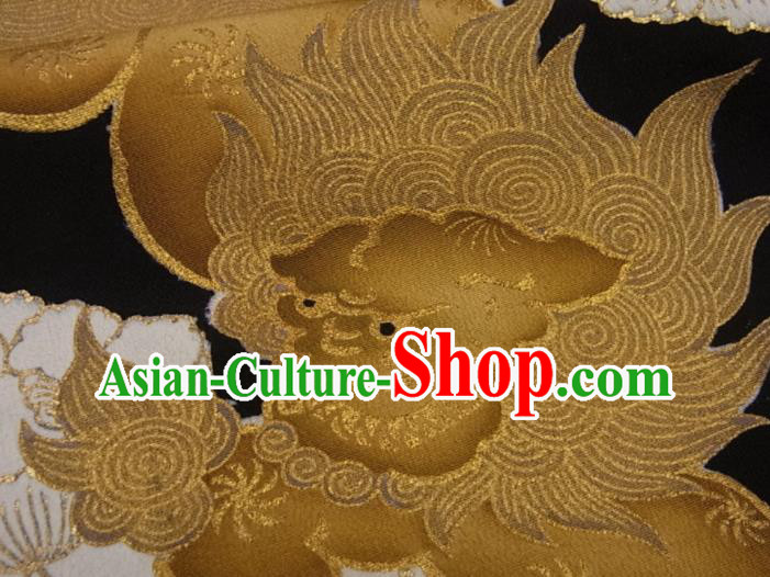 Japan Classical Lion Pattern Black Yukata Robe Male Garment Costume Traditional Tsukesage Kimono Clothing