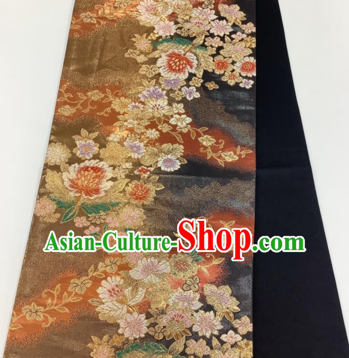 Japanese Traditional Yukata Robe Nishijin Girdle Accessories Classical Flowers Pattern Kimono Belt Handmade Brocade Waistband