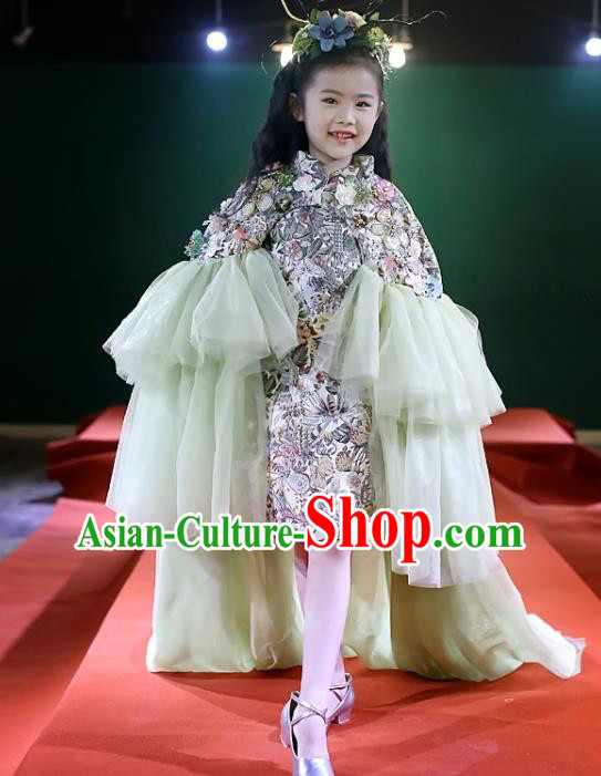 Custom Stage Show Trailing Full Dress Modern Dance Fashion Baroque Princess Clothing Girl Catwalks Garment Costumes