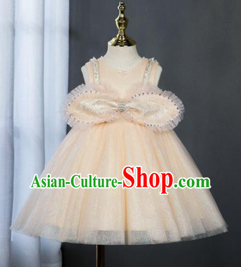 Custom Modern Dance Clothing Children Catwalks Garment Costume Christmas Performance Champagne Full Dress Girl Princess Fashion