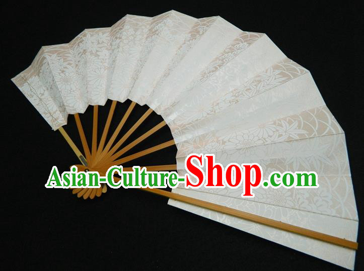 Japan Handmade Bamboo Craft Fans Geisha Performance Accordion Classical Dance Folding Fan Traditional Chrysanthemum Pattern Fan