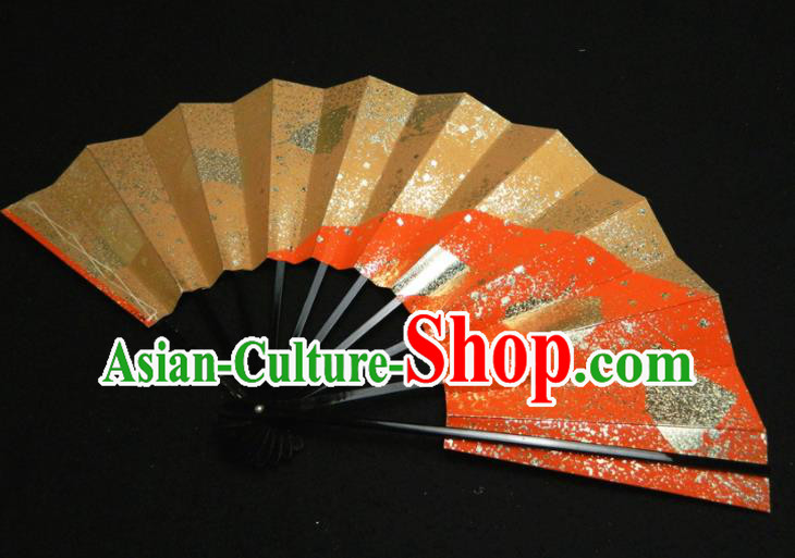 Japan Handmade Kimono Dance Accordion Craft Classical Dance Fan Traditional Geisha Performance Golden Folding Fan