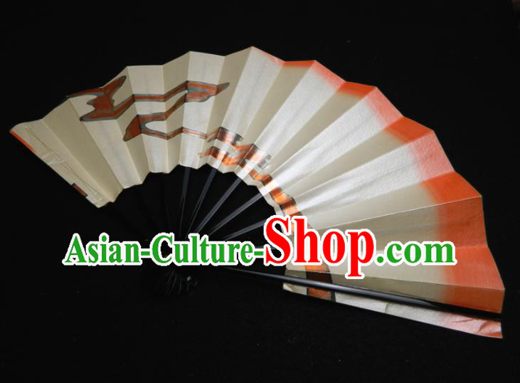 Japan Traditional Stage Performance Beige Folding Fan Handmade Kimono Accordion Craft Geisha Dance Fan