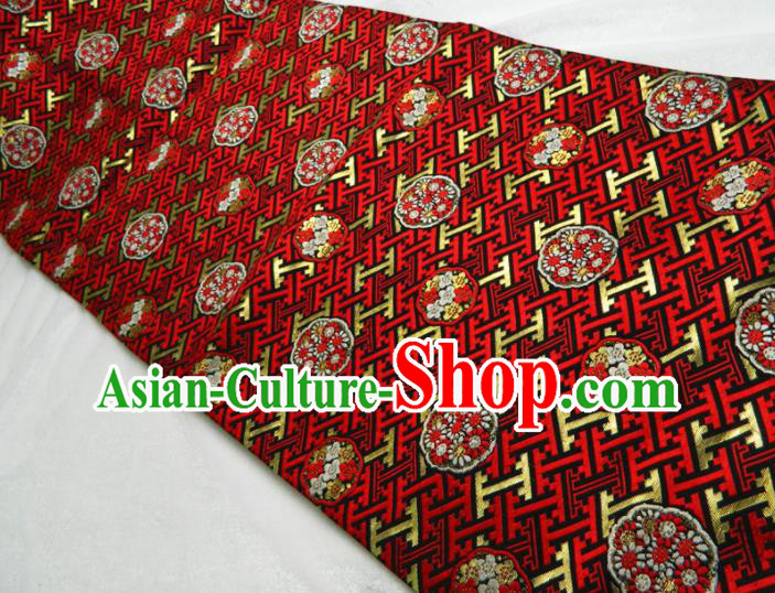 Japanese Classical Yukata Dress Hekoobi Accessories Traditional Plum Chrysanthemum Pattern Kimono Belt Handmade Red Waistband
