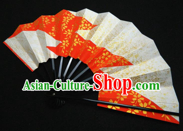 Japan Traditional Court Paper Fan Handmade Craft Sakura Fans Kimono Performance Accordion Geisha Dance Folding Fan