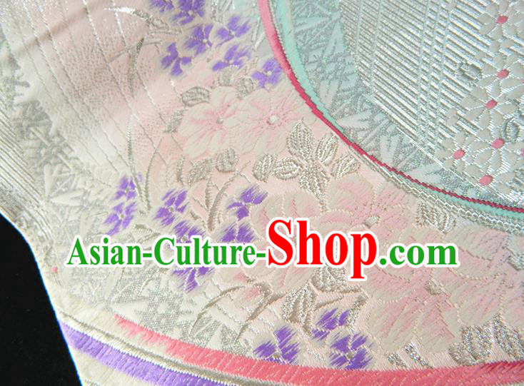 Japanese Classical Yukata Dress Hekoobi Accessories Traditional Kimono Belt Handmade White Brocade Waistband