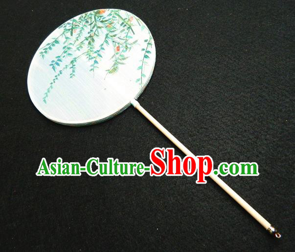 Japan Traditional Palace Fan Handmade Printing Reeds Silk Fan Geisha Performance Fan Classical Dance Circular Fan